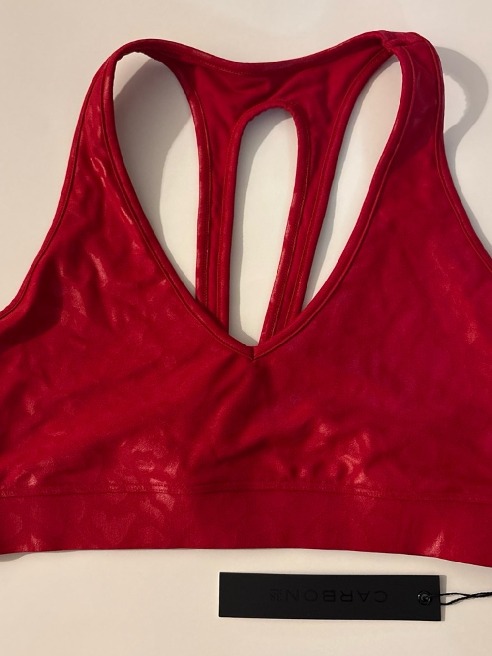 Carbon38 Red Strappy Racerback Sports Bra